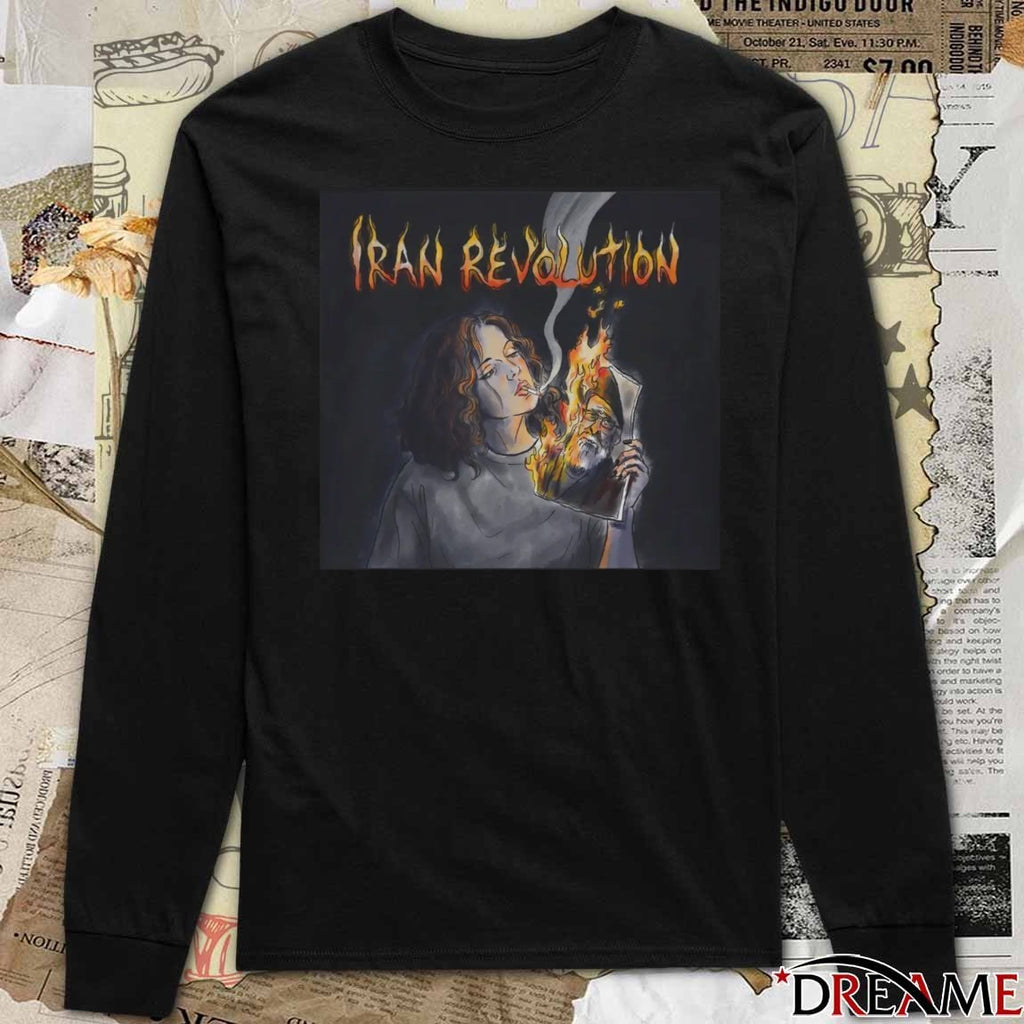 Iran Revolution Iranian Lady Burning Khamenei Photo t-shirt