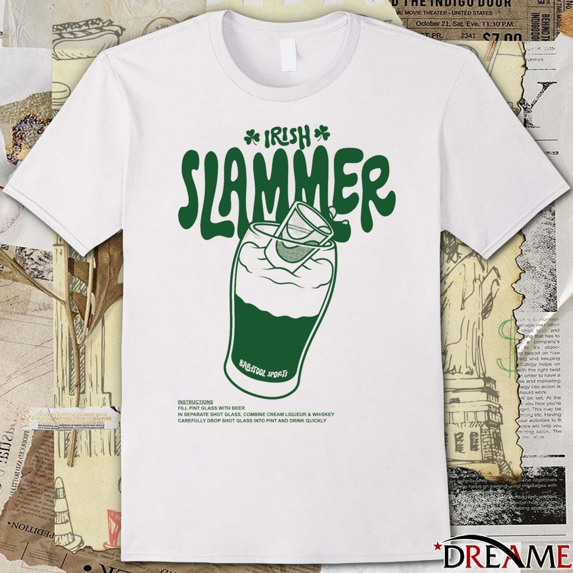 Irish Slammer Instructions Fill Pint Glass With Beer t-shirt