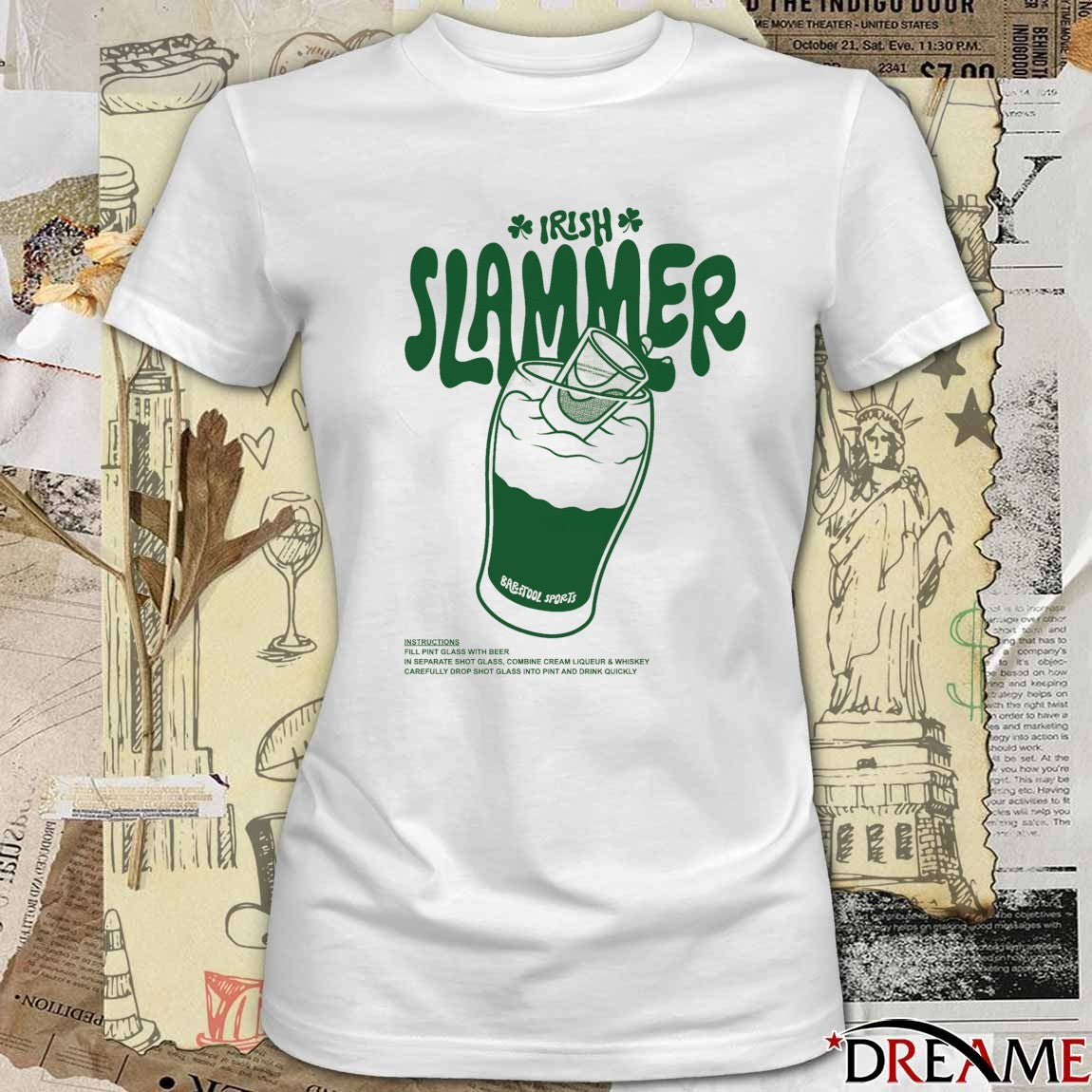 Irish Slammer Instructions Fill Pint Glass With Beer t-shirt