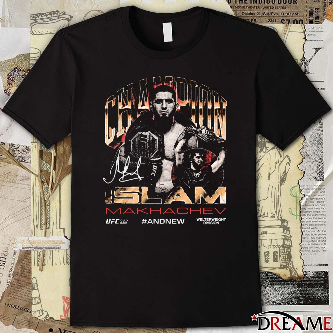 Islam Makhachev UFC 322 And New Men’s Welterweight Division Champion Signature t-shirt