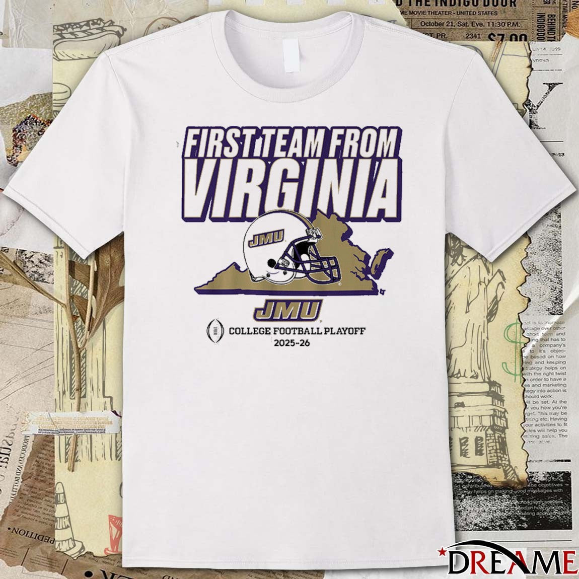 JMU James Madison Dukes Football 2025-26 CFP’s First Team From Virginia t-shirt