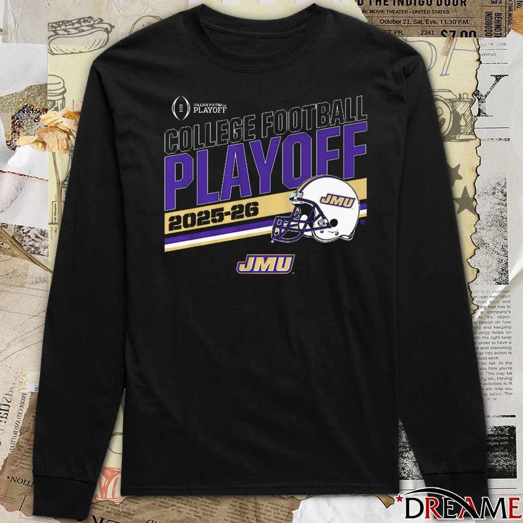 JMU James Madison Dukes Football 2025-26 College Football Playoff Stripe Helmet t-shirt