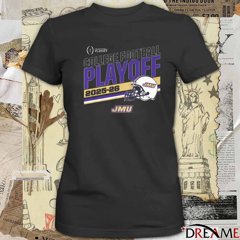 JMU James Madison Dukes Football 2025-26 College Football Playoff Stripe Helmet t-shirt