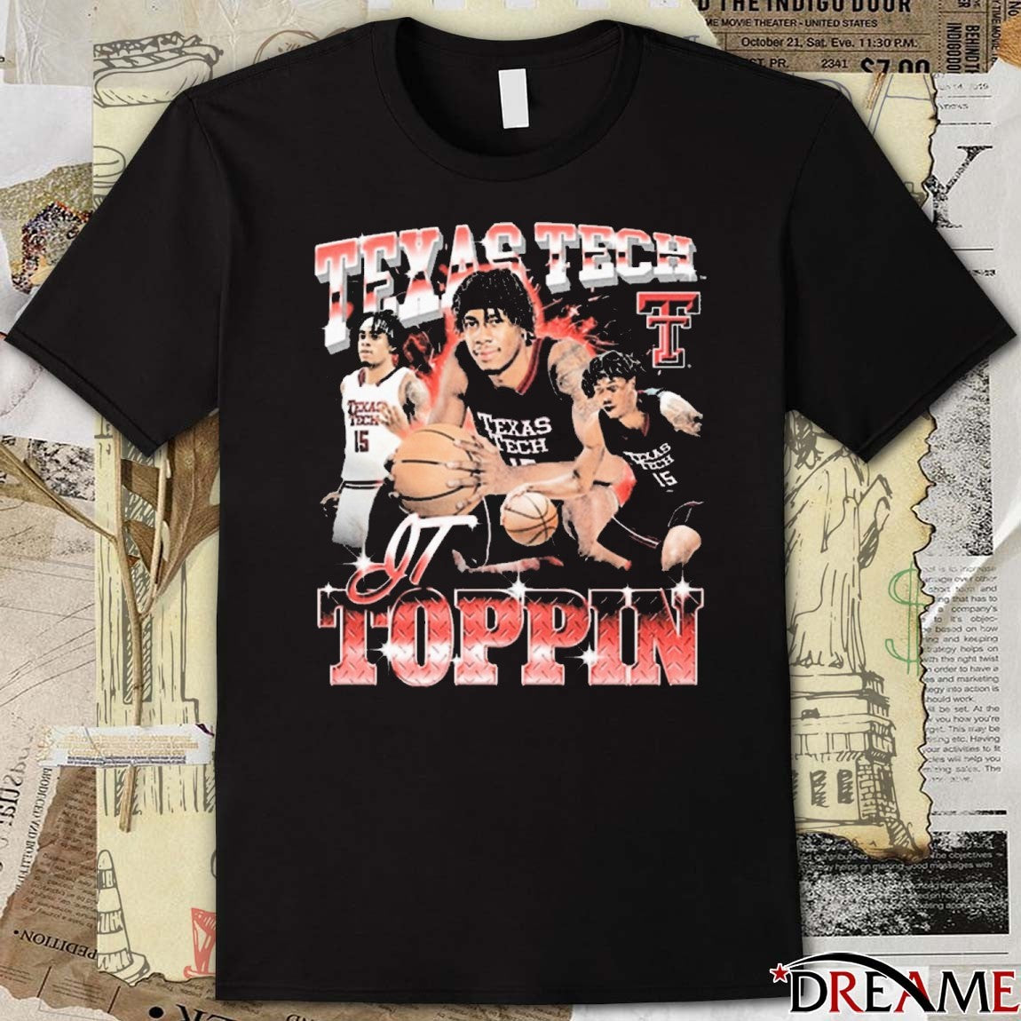 JT Toppin Texas Tech Red Raiders Basketball 90s NCAA t-shirt
