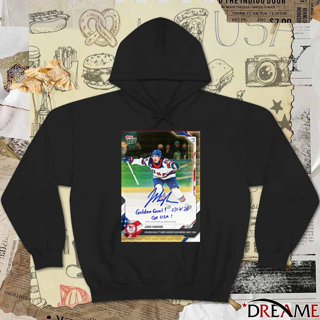 Jack Hughes 2026 Winter Olympic Gold Medal Game Topps NOW Poster t-shirt
