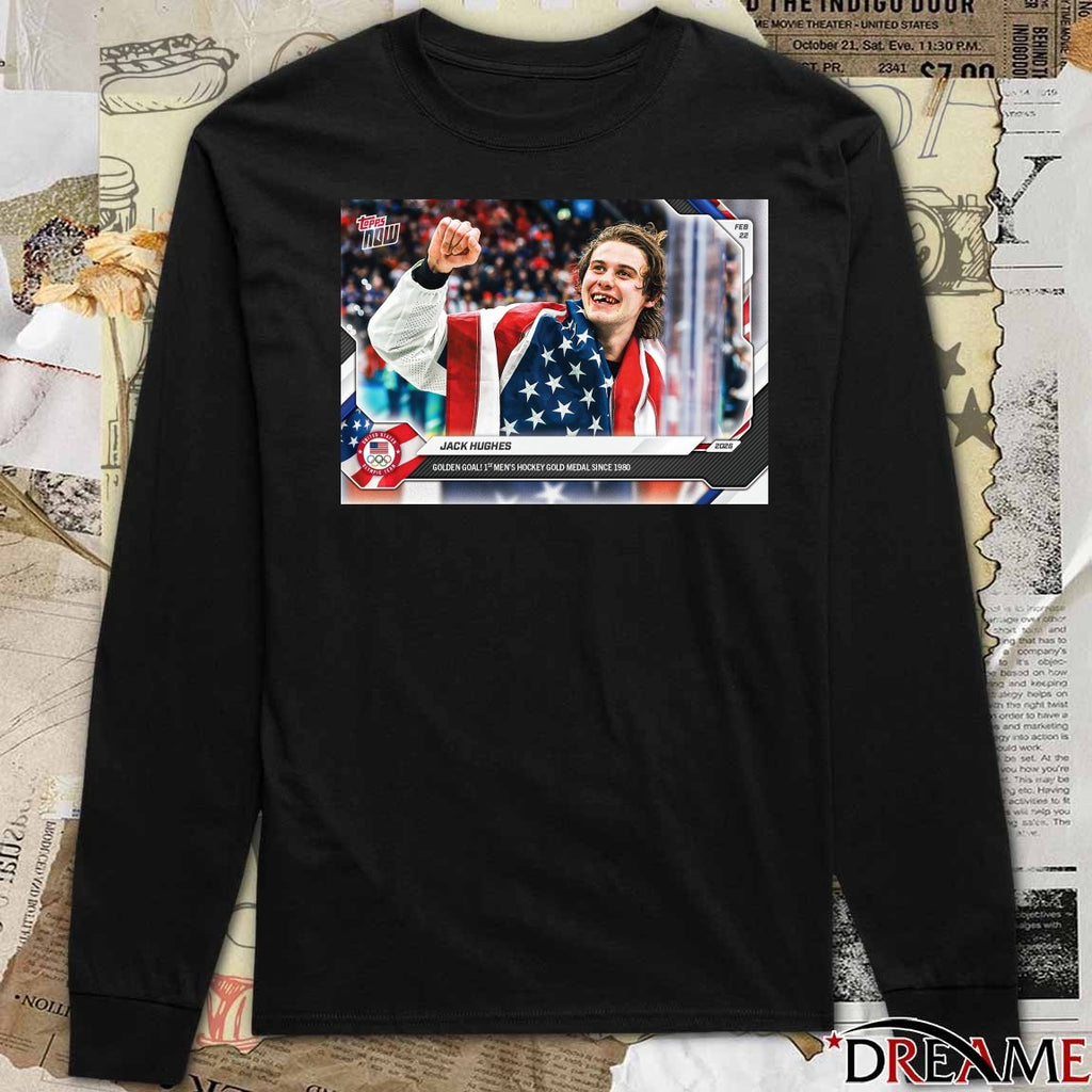 Jack Hughes Golden Goal 1st Men’s Hockey Gold Medal Since 1980 Topps t-shirt