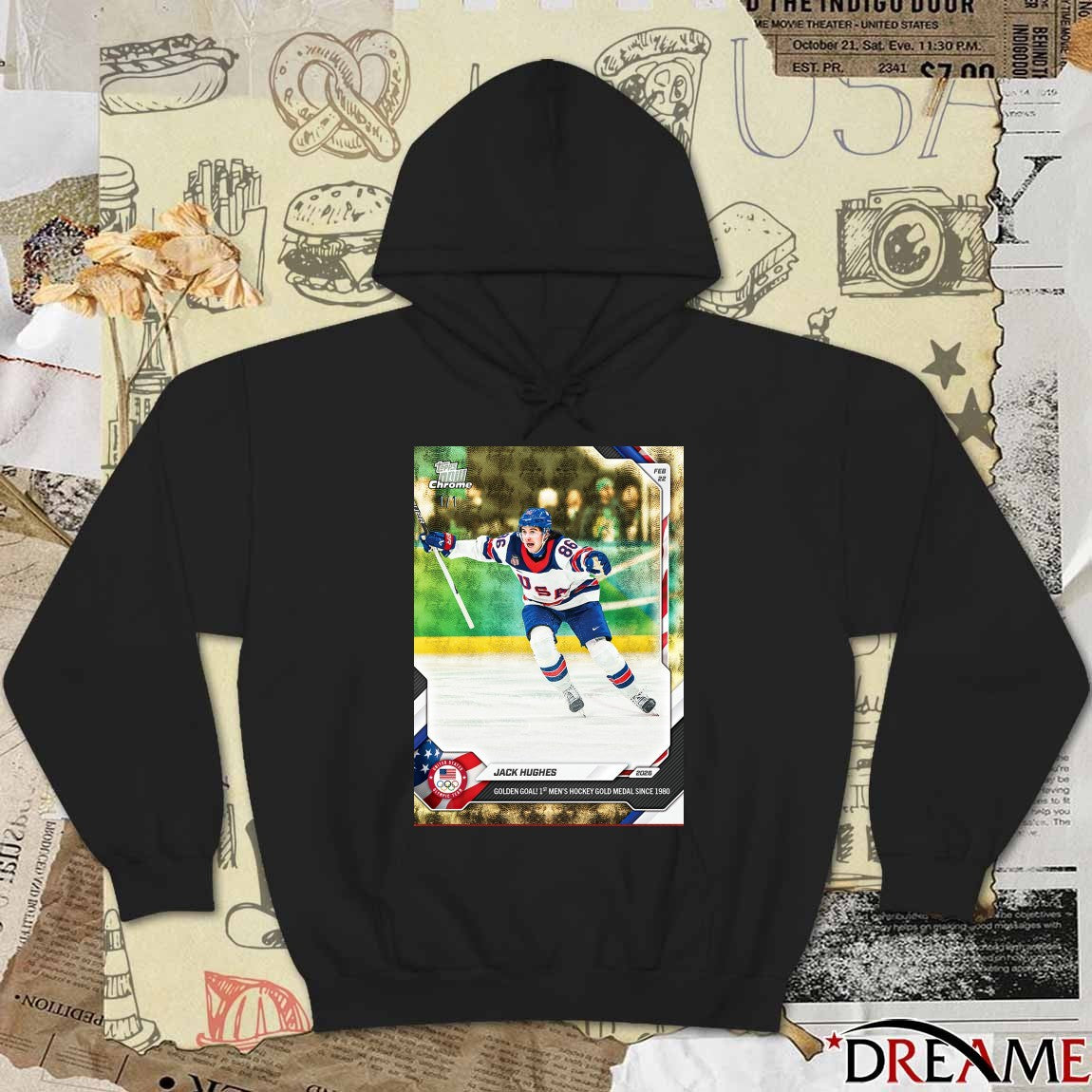 Jack Hughes Golden Goal 1st Men’s Hockey Gold Medal Since 1980 Topps Now Chrome t-shirt