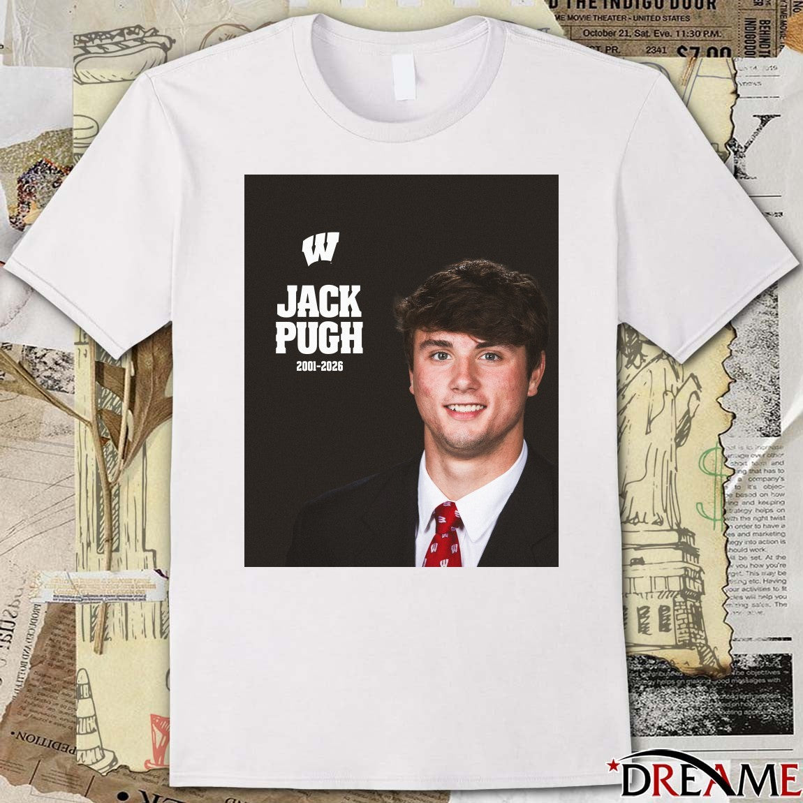 Jack Pugh 2001 – 2026 Wisconsin Badgers Football Poster t-shirt