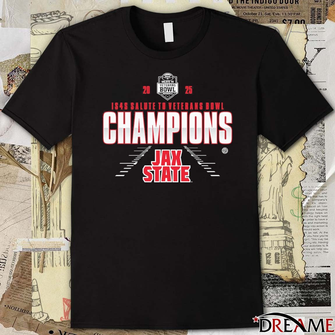 Jacksonville State Gamecocks 2025 IS4S Salute to Veterans Bowl Champions t-shirt
