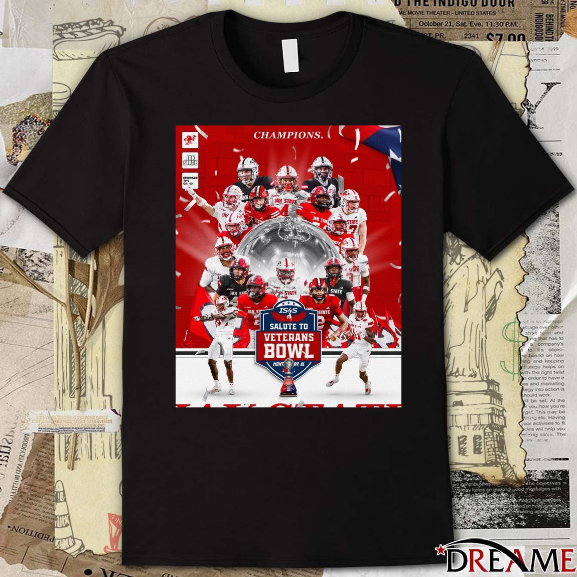 Jacksonville State Gamecocks football Champions IS4S Salute to Veterans Bowl Montgomery AL Poster t-shirt