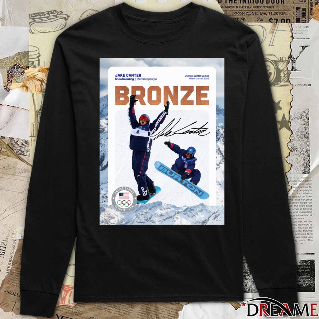 Jake Canter Snowboarding Olympic Winter Games Milano Cortina 2026 Bronze Signature t-shirt