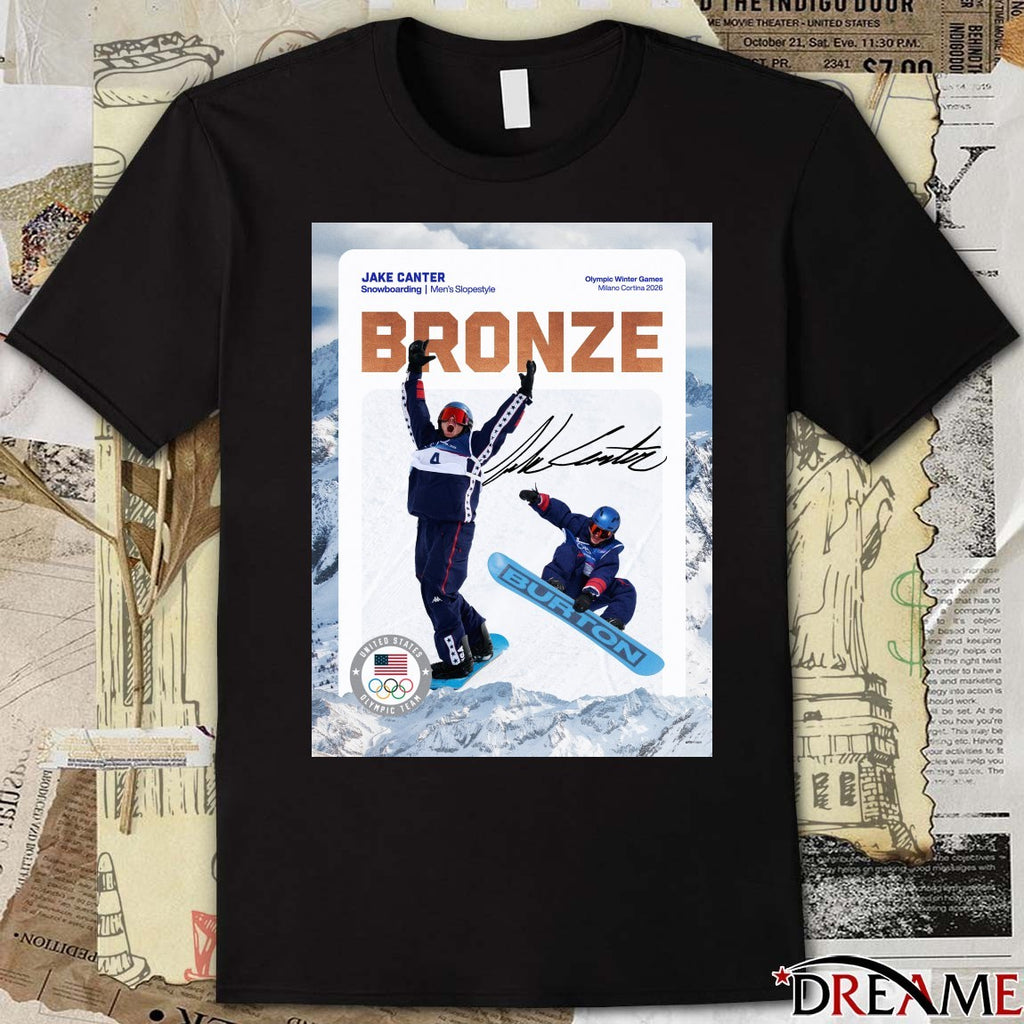 Jake Canter Snowboarding Olympic Winter Games Milano Cortina 2026 Bronze Signature t-shirt