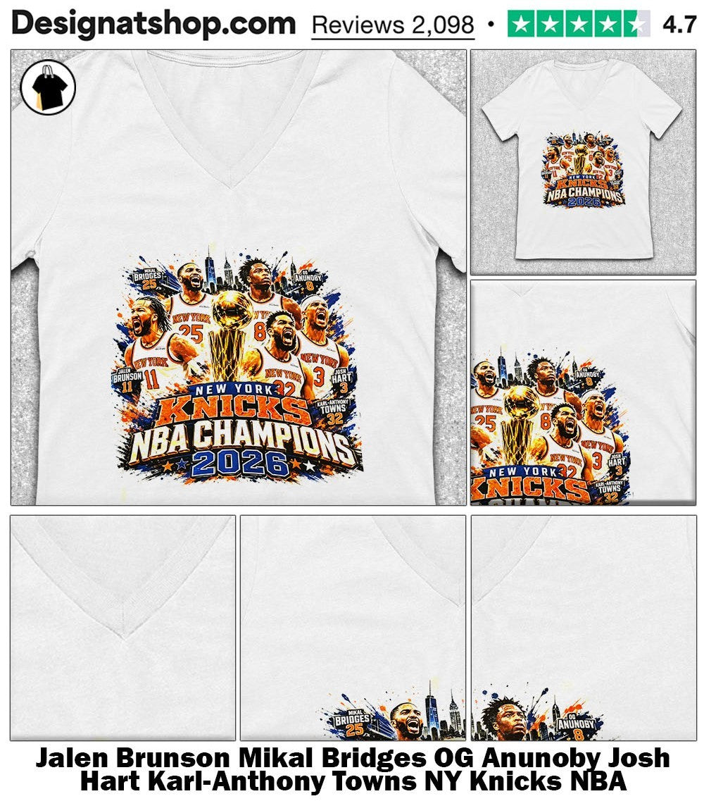 Jalen Brunson Mikal Bridges OG Anunoby Josh Hart Karl-Anthony Towns NY Knicks NBA Champions 2026 shirt