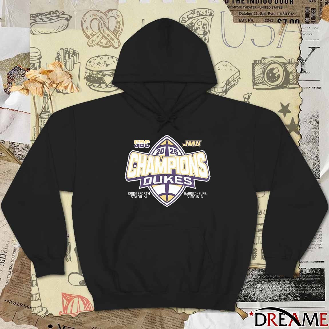 James Madison Dukes 2025 Sun Belt Football Champions Bridgeforth Stadium Harrisonburg Virginia t-shirt