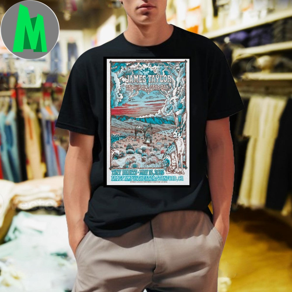 James Taylor And His All Star Band 2025 Concert Poster T-Shirt Folk Rock Music Fan Apparel