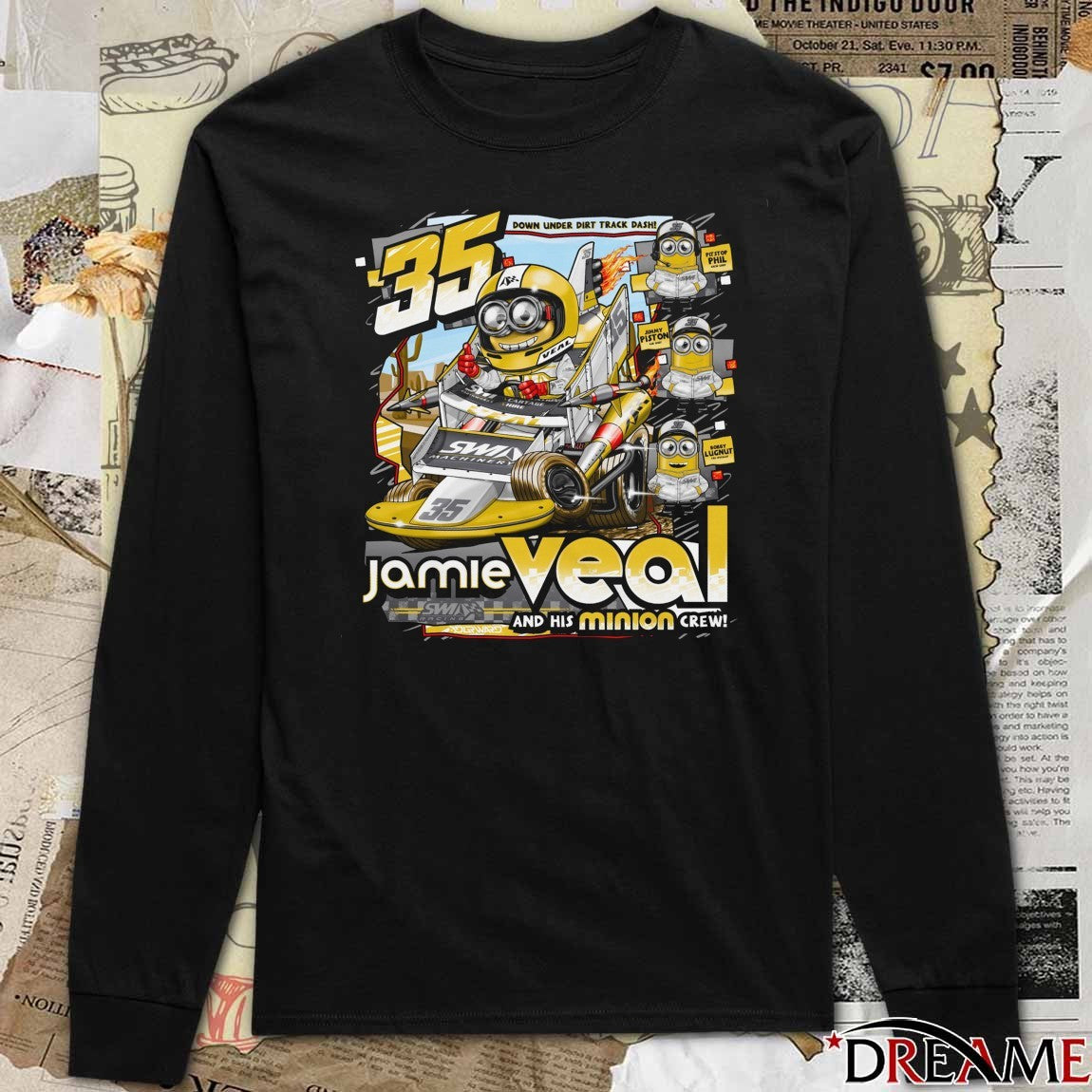 Jamie Veal And His Minion Crew SWI Racing 35 Down Under Dirt Track Dash t-shirt