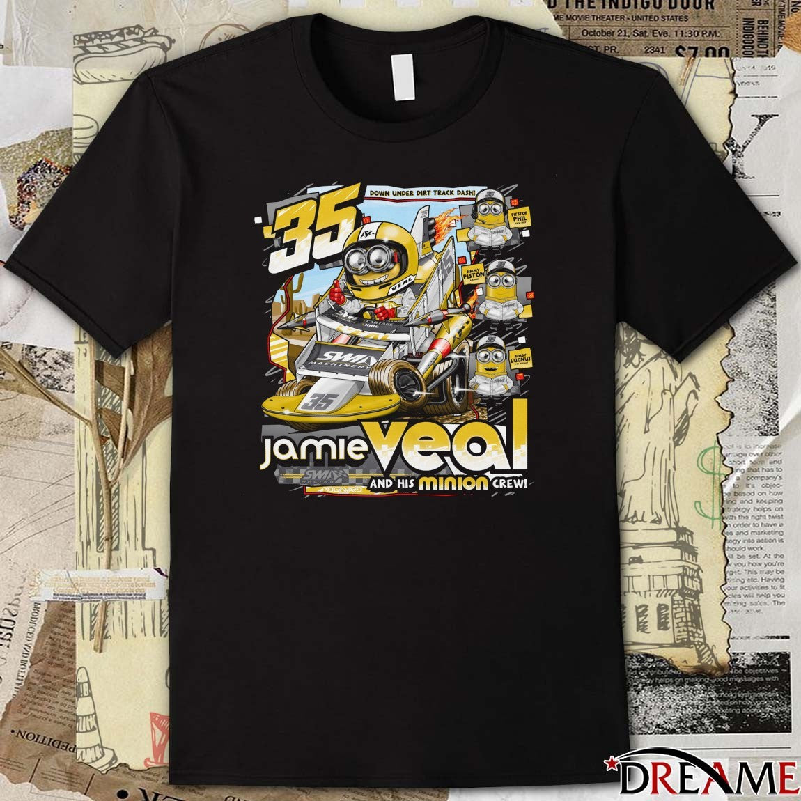 Jamie Veal And His Minion Crew SWI Racing 35 Down Under Dirt Track Dash t-shirt