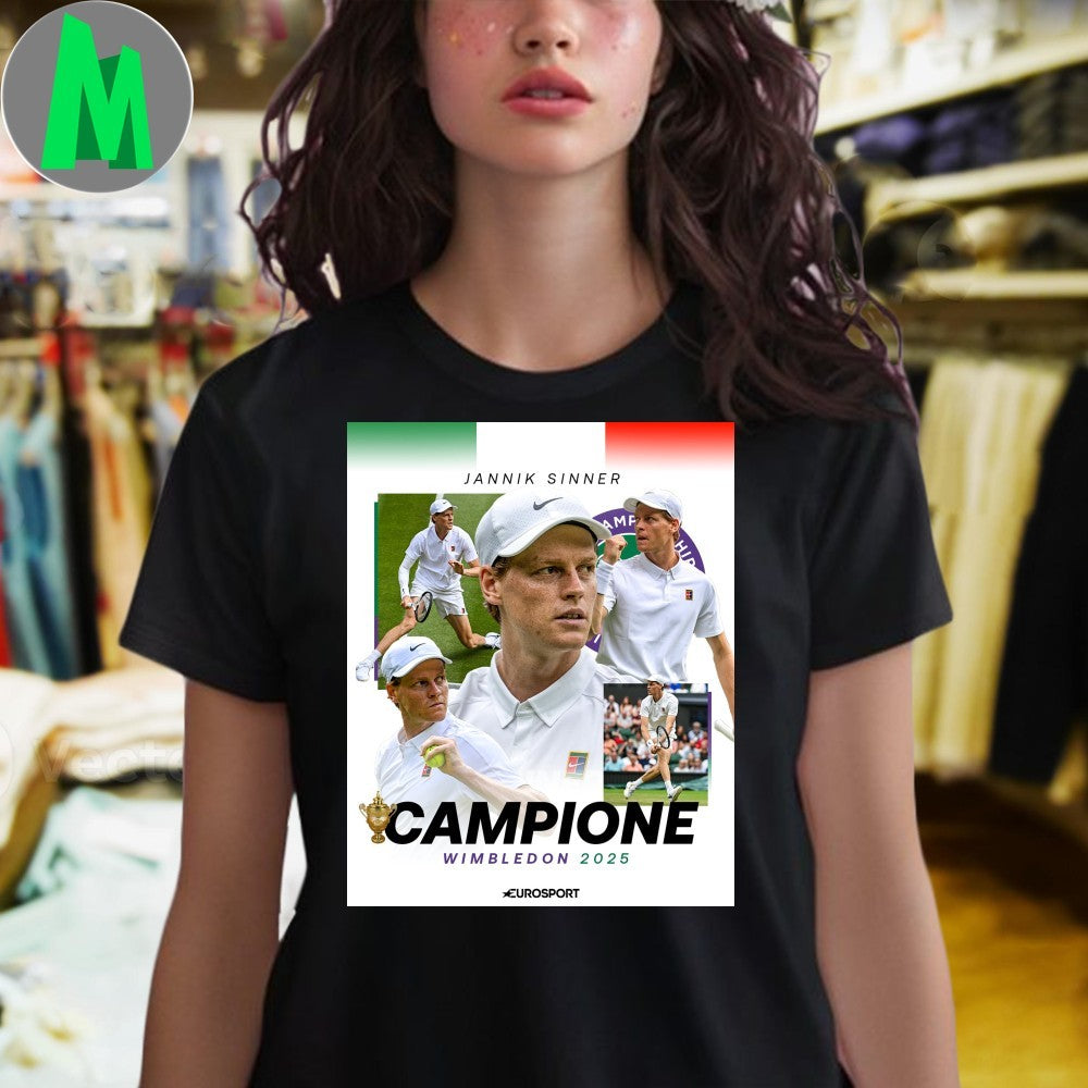 Jannik Sinner Campione Wimbledon 2025 Tennis Player Shirt