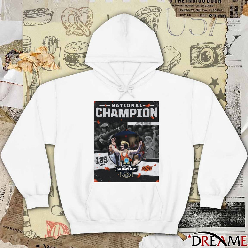 Jax Forrest 2026 NCAA Men’s Wrestling National Champion 133 lBS OSU Cowboy t-shirt