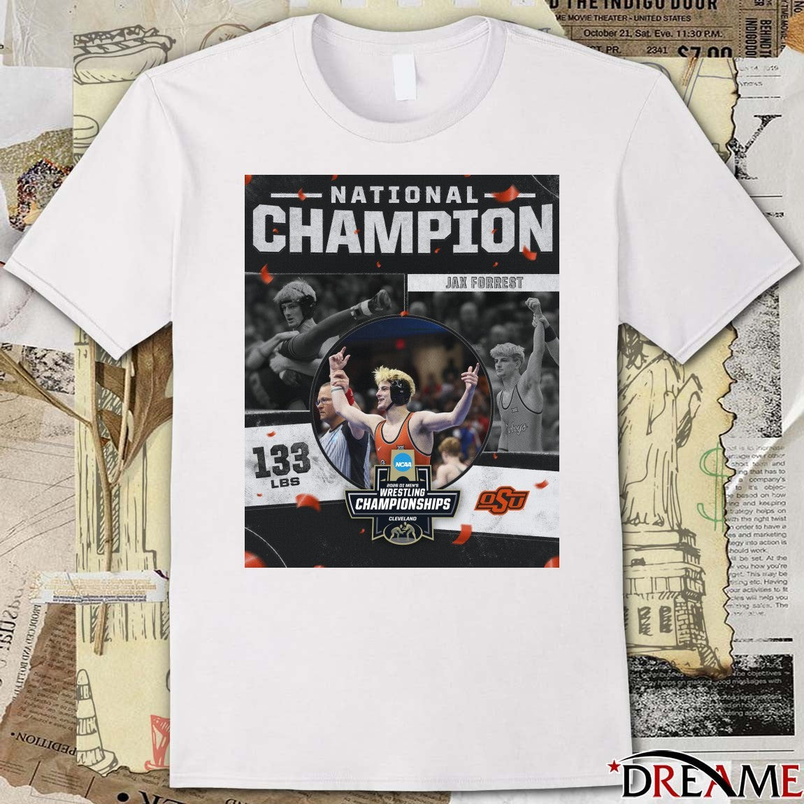Jax Forrest 2026 NCAA Men’s Wrestling National Champion 133 lBS OSU Cowboy t-shirt