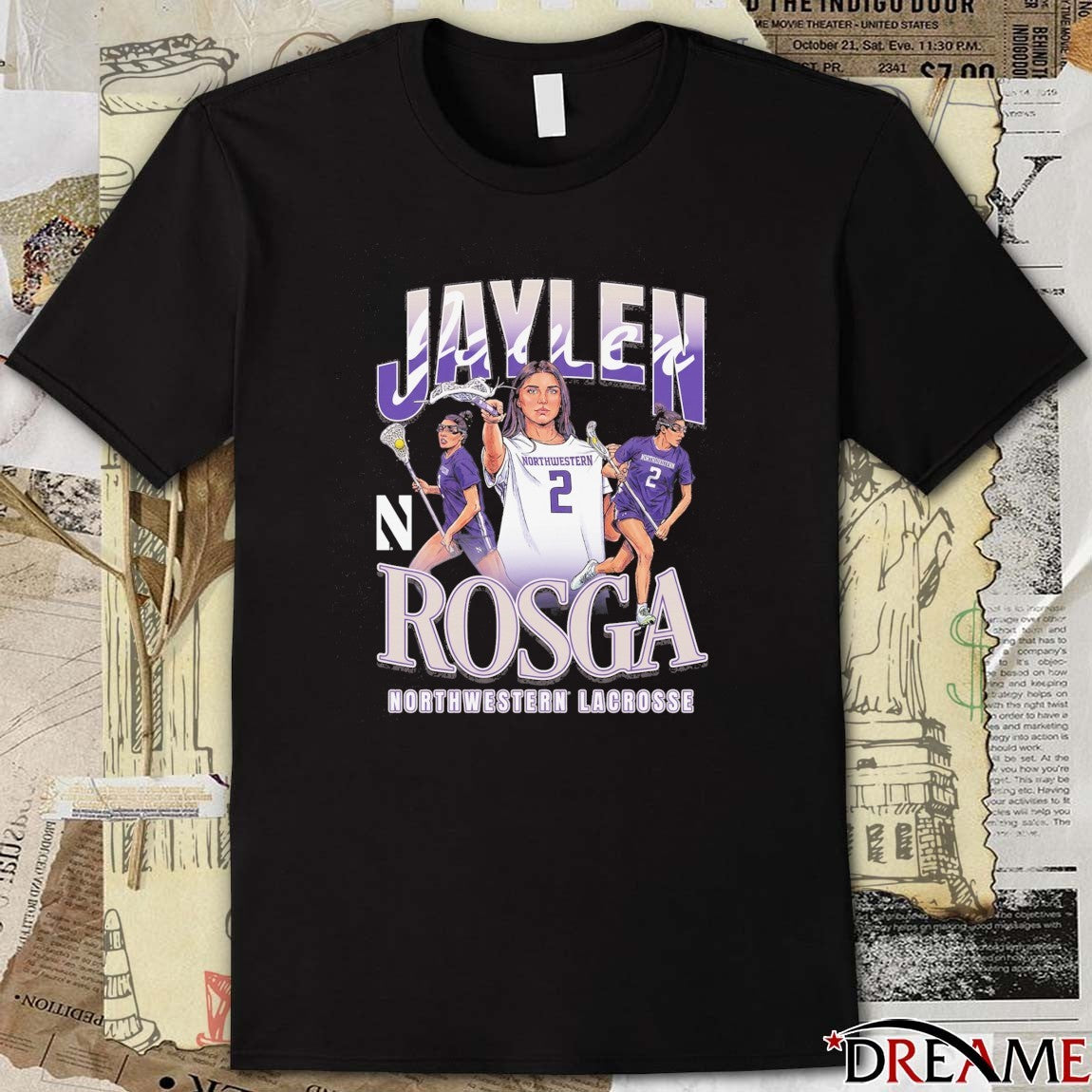 Jaylen Rosga Northwestern Wildcats Lacrosse 90s Graphic t-shirt