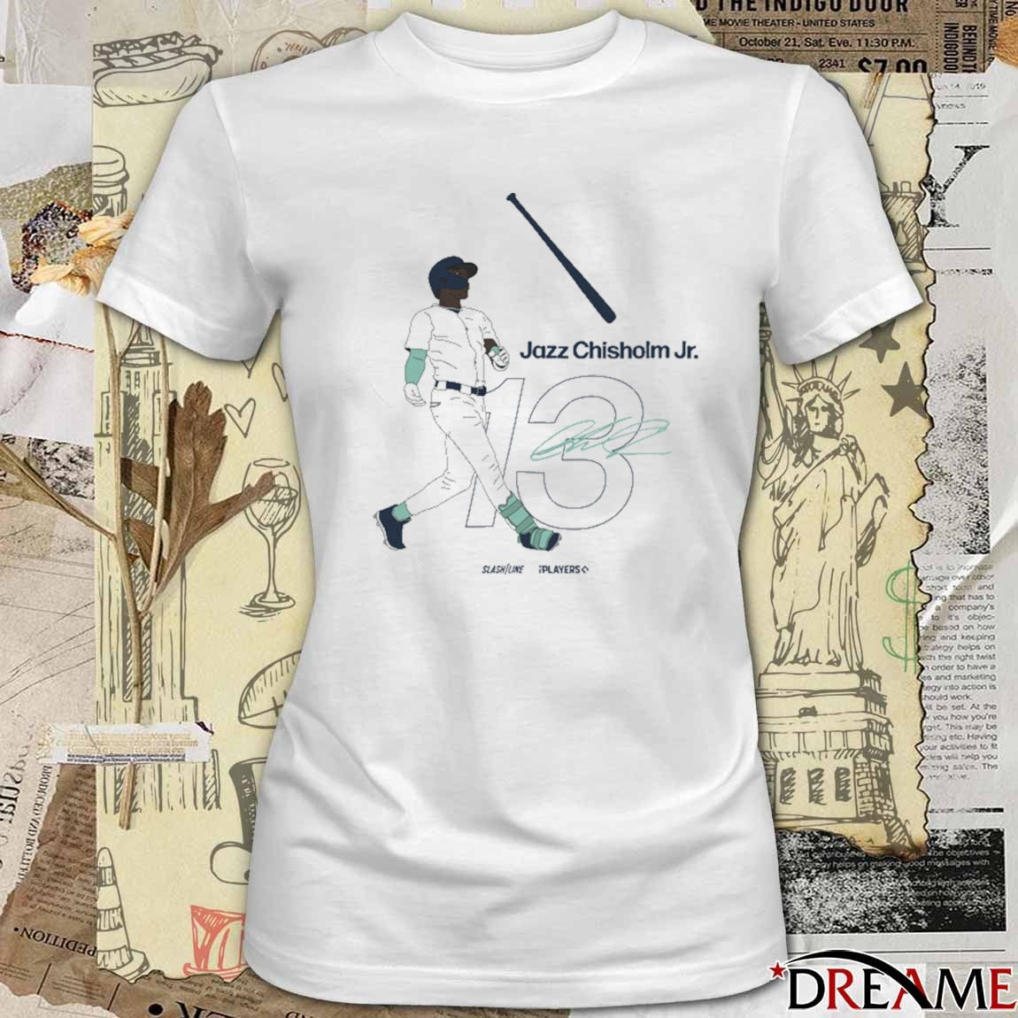 Jazz Chisholm Jr. Jazz Bat Flip New York Yankees MLB Slash Line Signature t-shirt