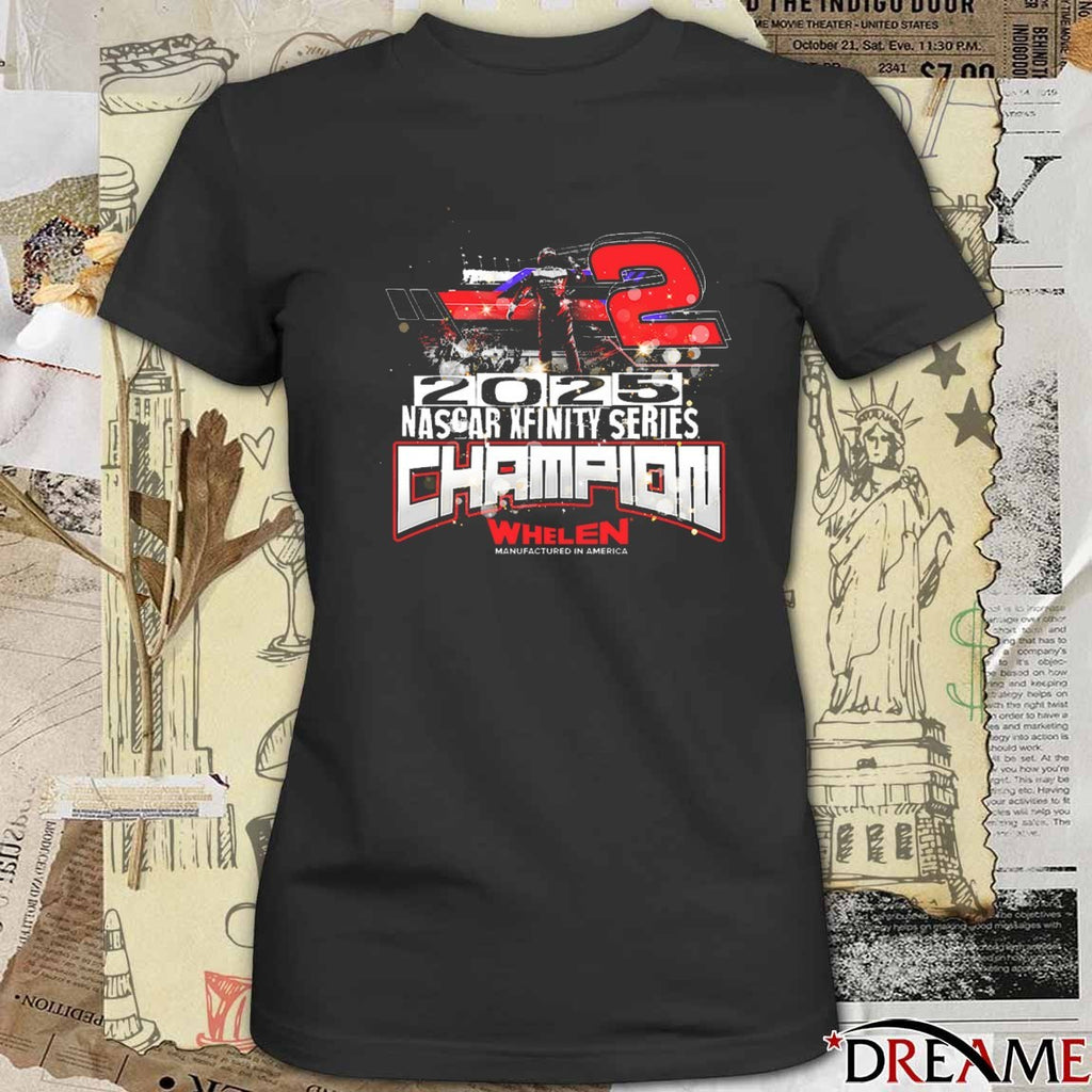 Jesse Love 2025 NASCAR Xfinity Series Champion Whelen Engineering Company t-shirt