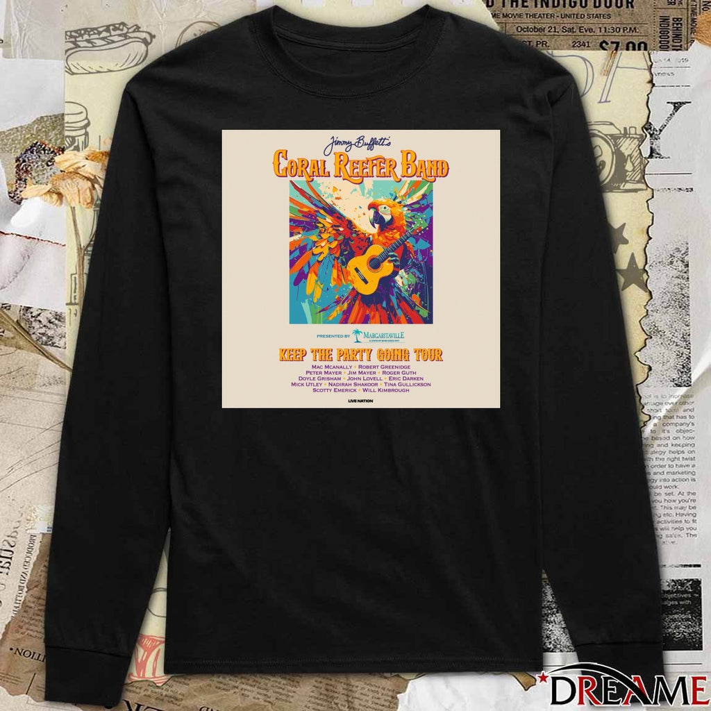 Jimmy Buffett Coral Reefer Band Summer 2026 tour Keep The Party Going Tour Poster t-shirt