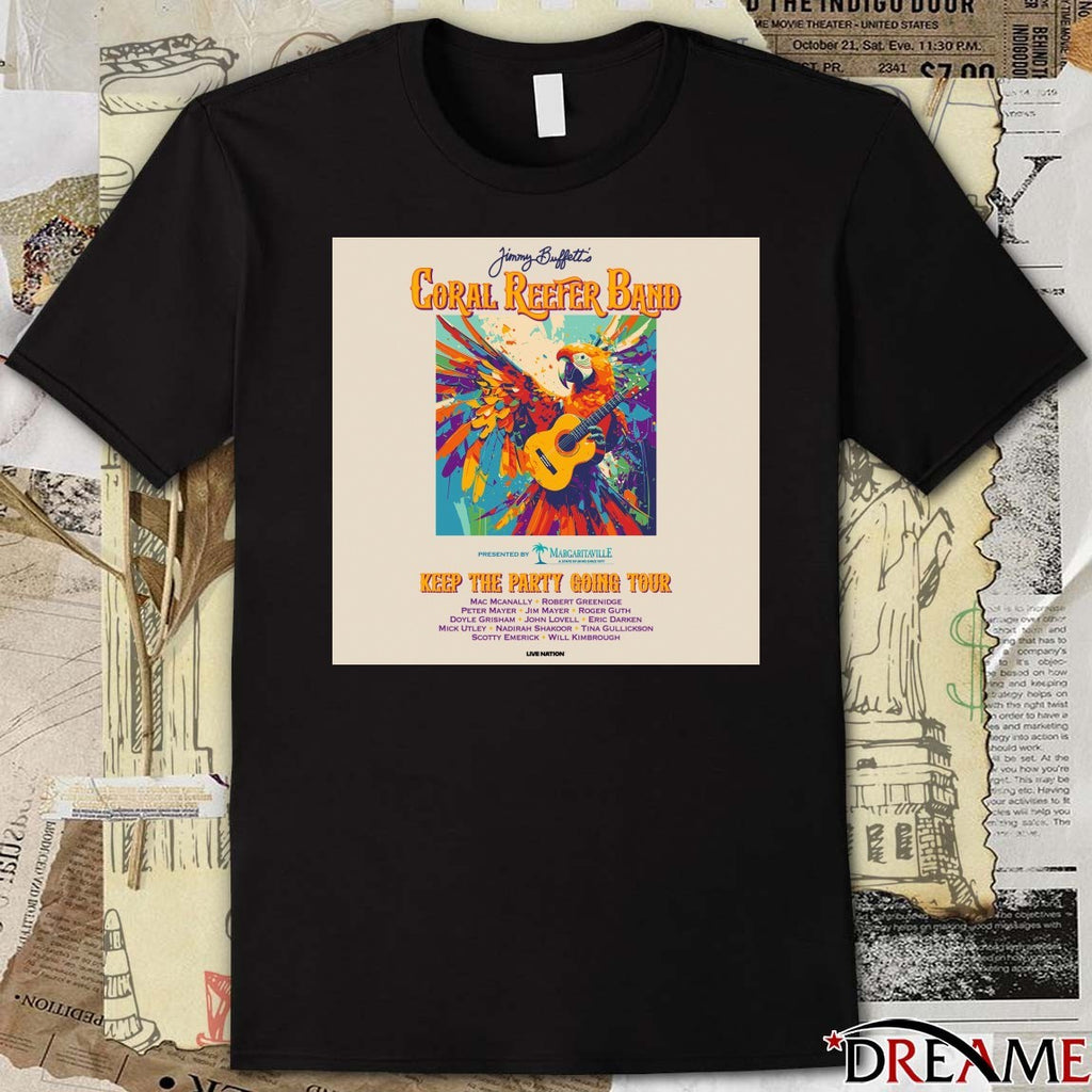 Jimmy Buffett Coral Reefer Band Summer 2026 tour Keep The Party Going Tour Poster t-shirt