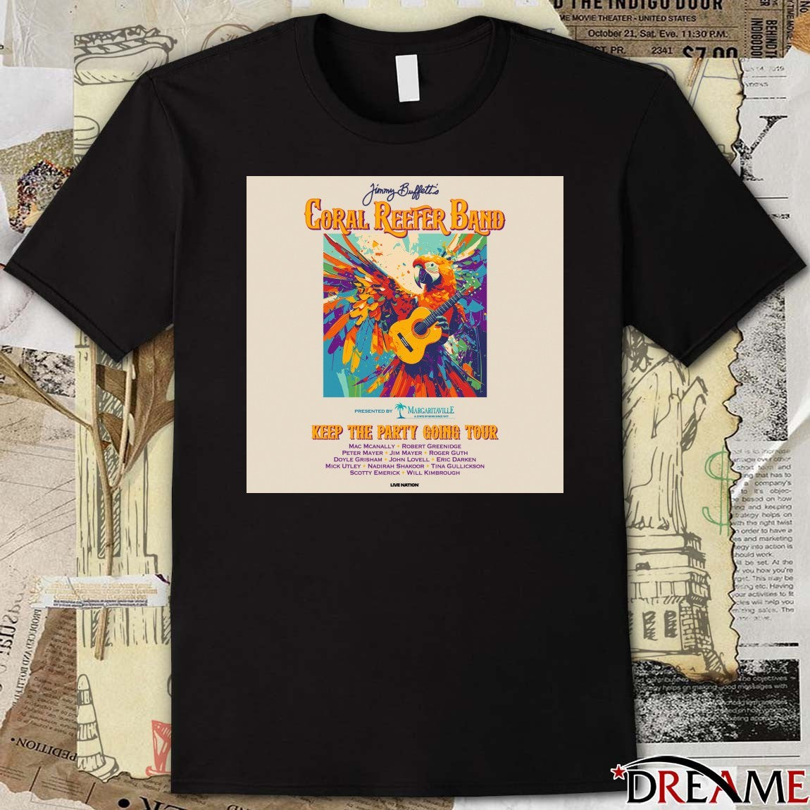 Jimmy Buffett Coral Reefer Band Summer 2026 tour Keep The Party Going Tour Poster t-shirt