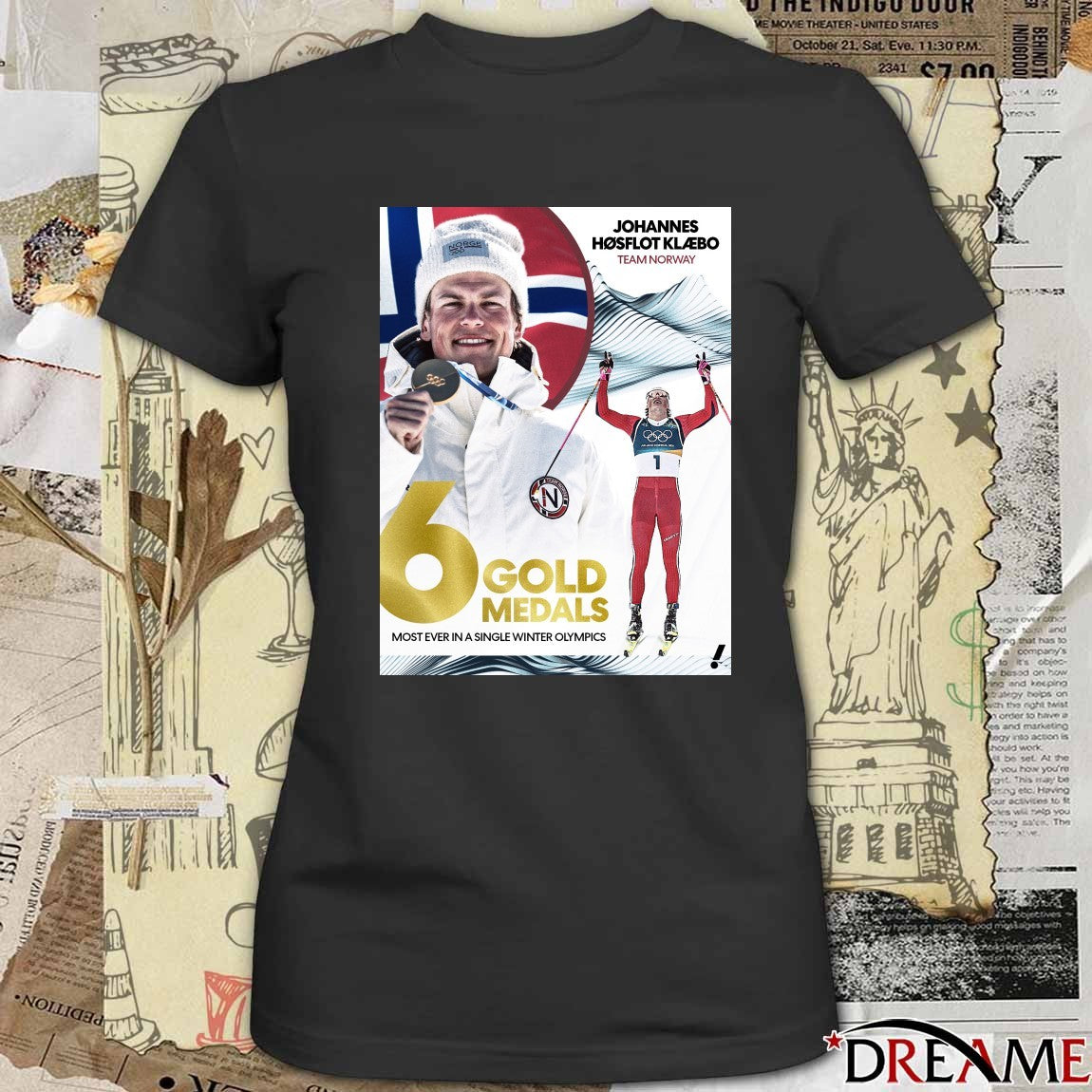 Johannes Høsflot Klæbo Team Norway 6 Gold Medals Most Ever In A Single Winter Olympics Poster t-shirt