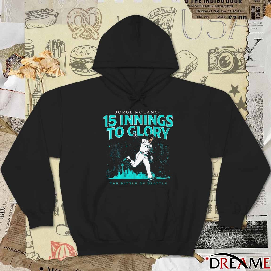 Jorge Polanco 15 Innings To Glory The Battle Of Seattle Mariners Baseball MLB t–shirt