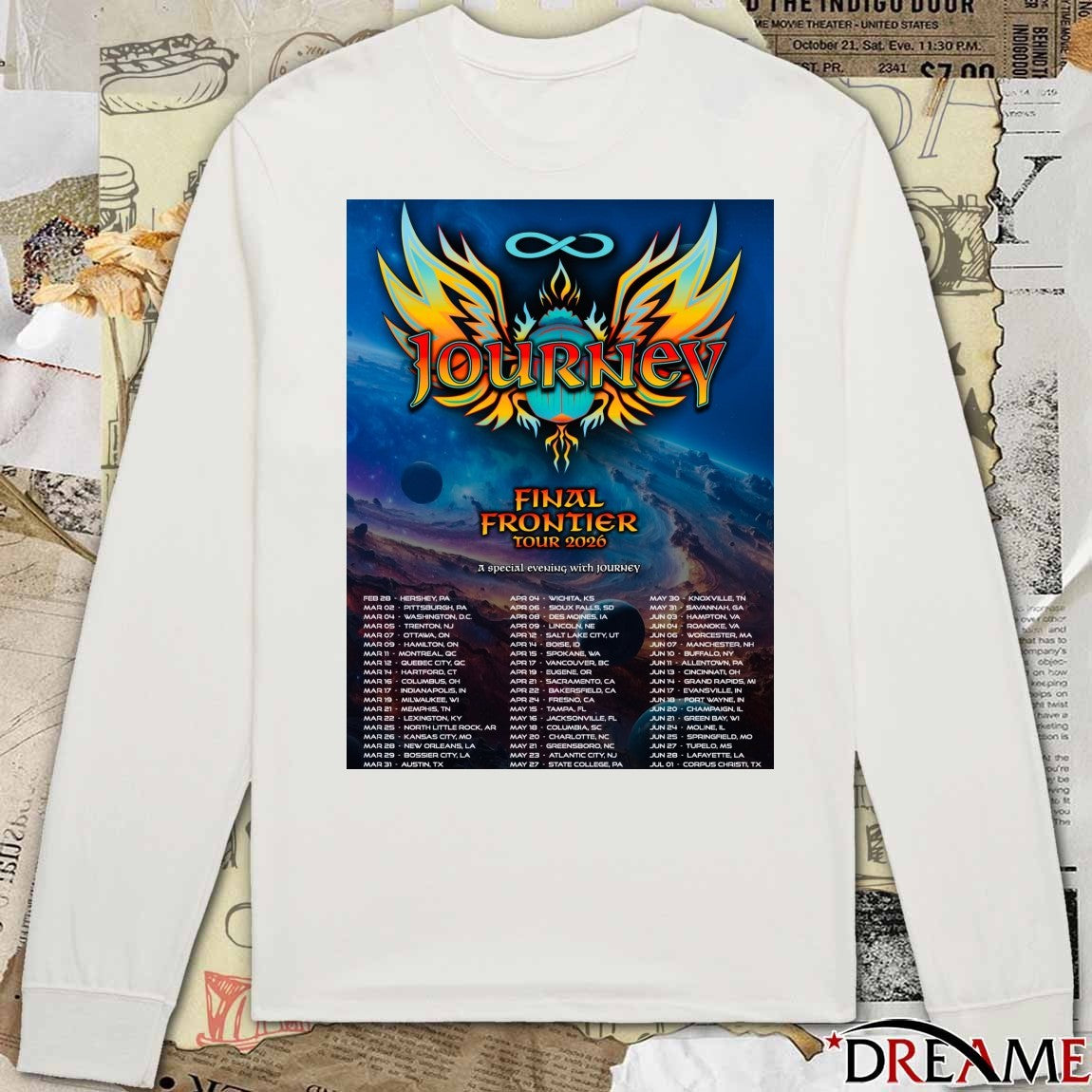 Journey Final Frontier Tour 2026 A Special Evening With Journey Poster February 28 to July 1, 2026 Poster t-shirt