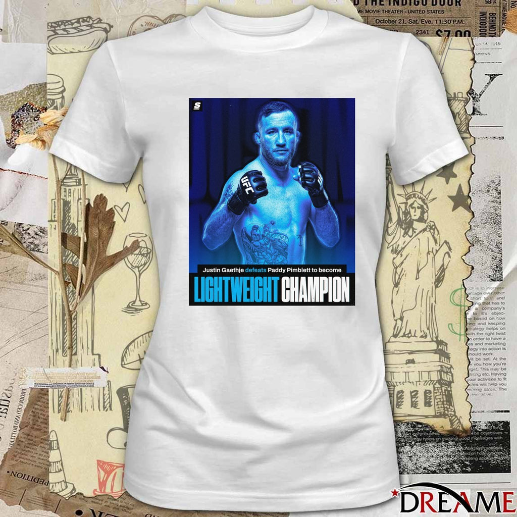 Justin Gaethje Defeats Paddy Pimblett To Become UFC Interim Lightweight Champion Poster t-shirt