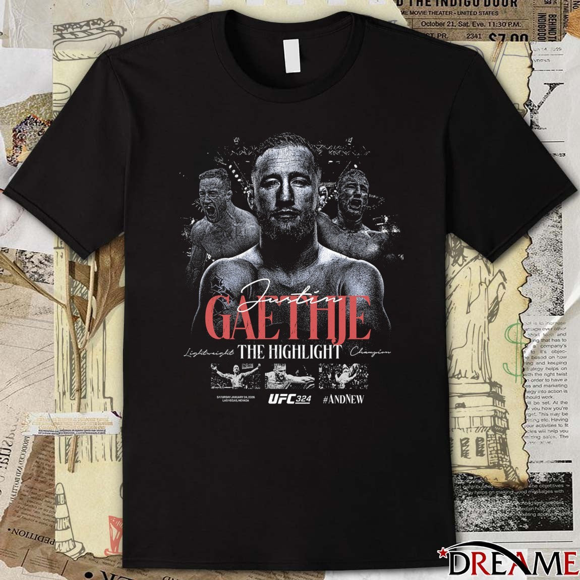 Justin Gaethje UFC 324 #AndNew Interim Lightweight Champion t-shirt