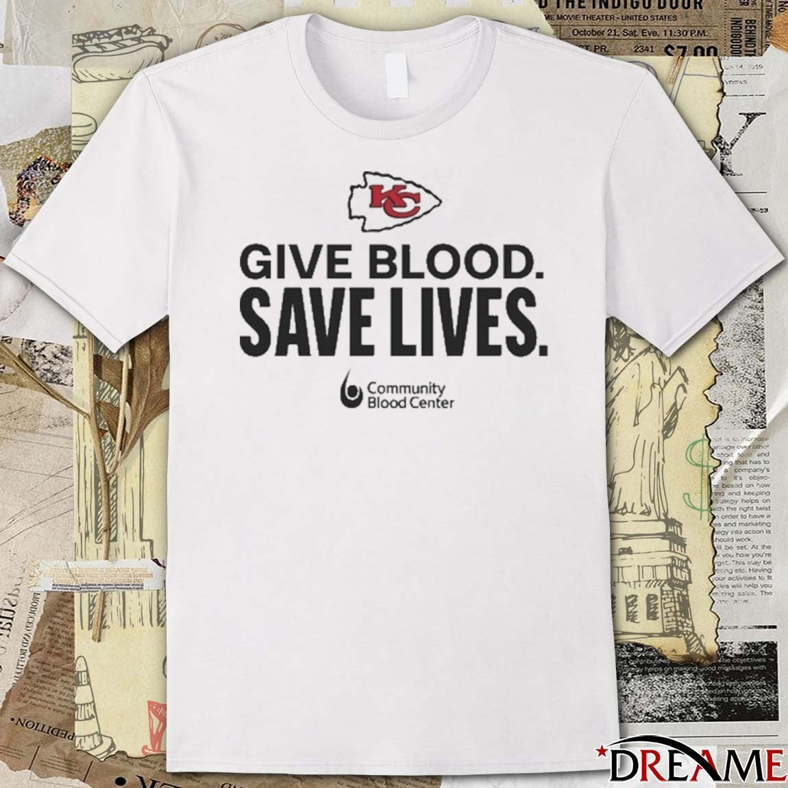 Kansas City Chiefs Give Blood Save Lives Community Blood Center 2025 t-shirt