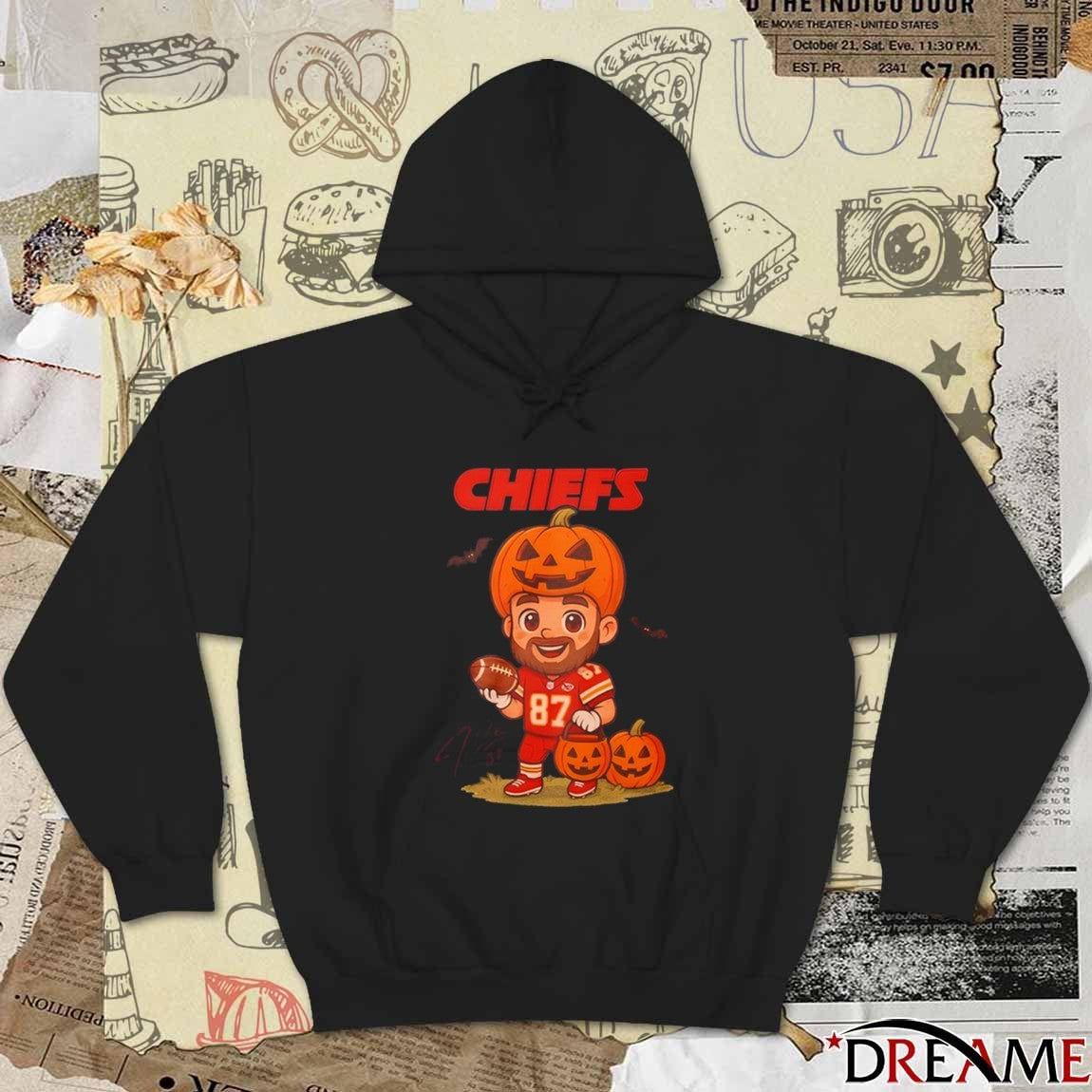 Kansas City Chiefs Travis Kelce Halloween 2025 Cartoon Signature t-shirt