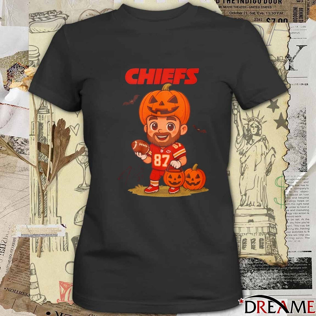 Kansas City Chiefs Travis Kelce Halloween 2025 Cartoon Signature t-shirt