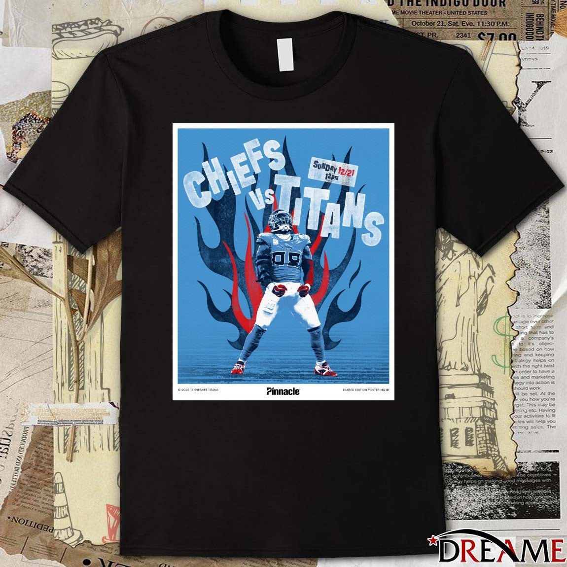 Kansas City Chiefs Vs Tennessee Titans Sunday December 21 2025 in Nashville Pinnacle Poster t-shirt