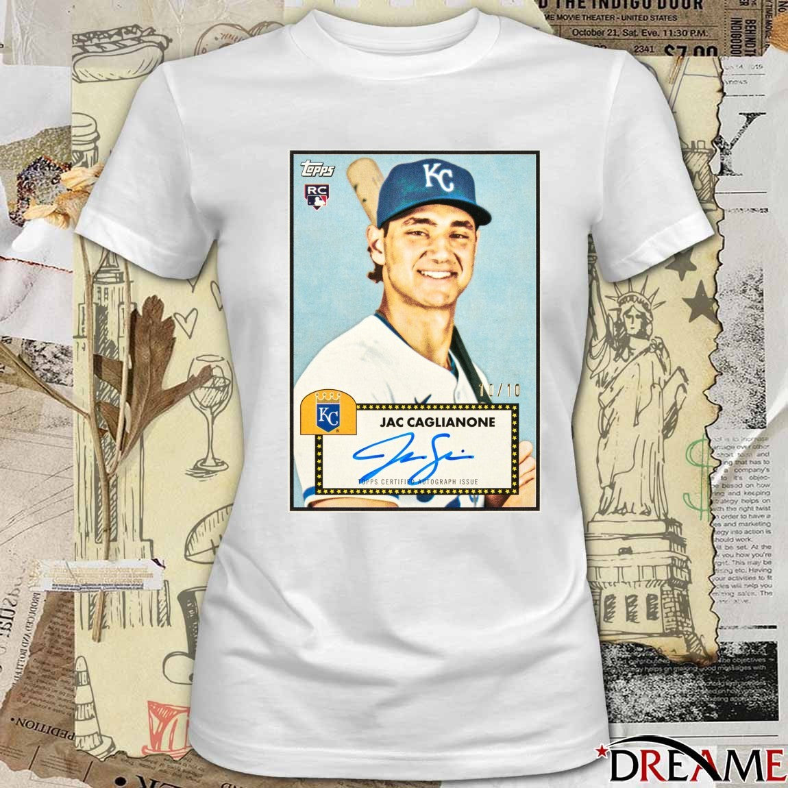 Kansas City Royals Jac Caglianone Topps Certified Autograph Issue Signature t-shirt