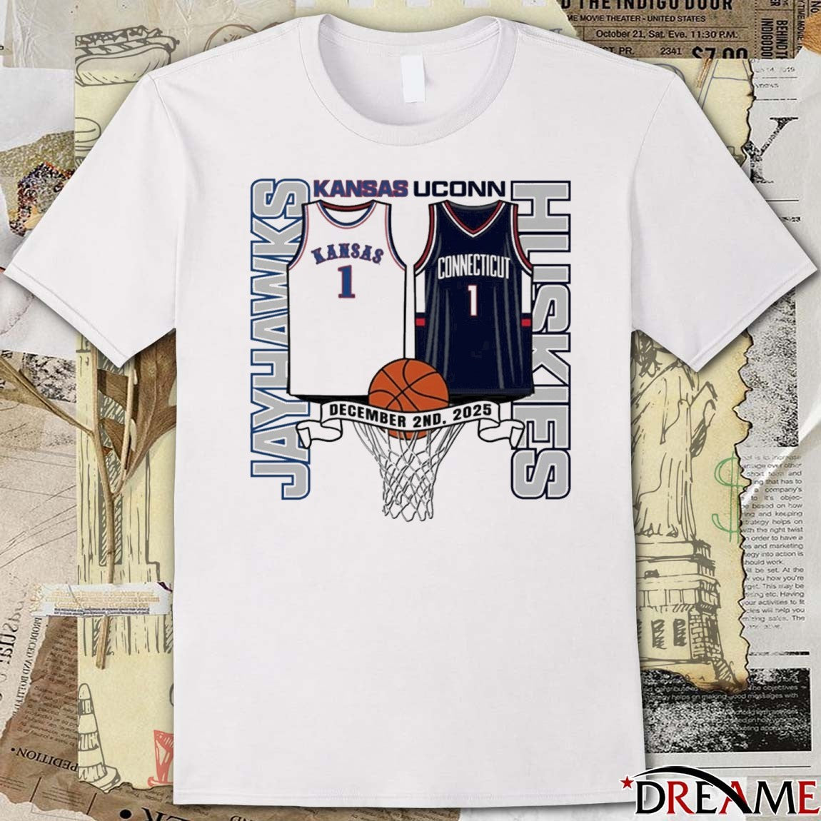 Kansas Jayhawks Basketball vs UConn Huskies Jerseys December 2nd 2025 t-shirt