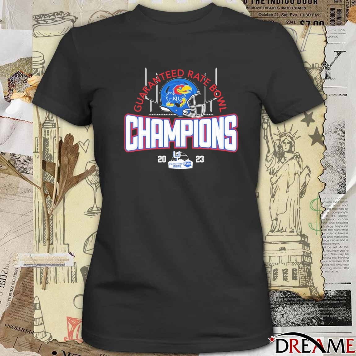 Kansas Jayhawks Blue 2023 Guarantee Bowl Champions Helmet Football t-shirt