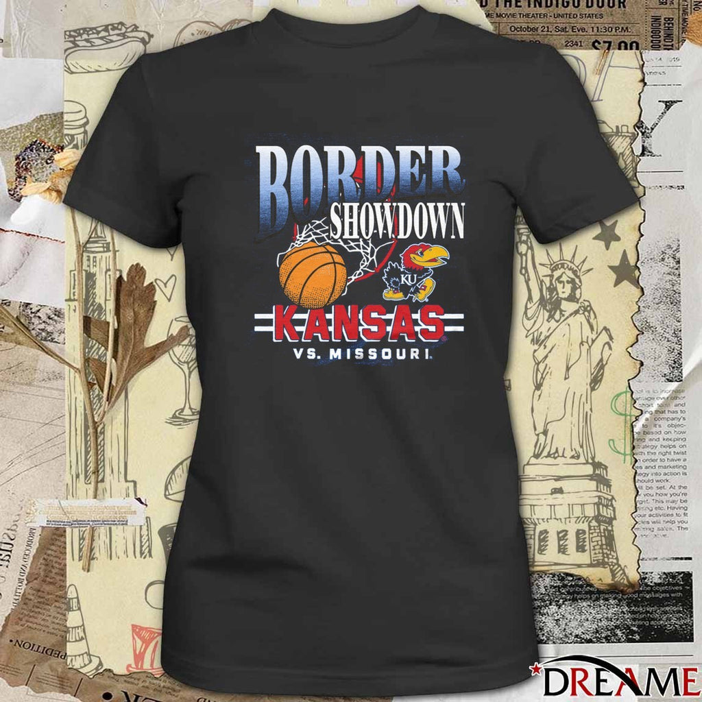 Kansas Jayhawks Vs Missouri Tigers Basketball Border Showdown 2025 t-shirt