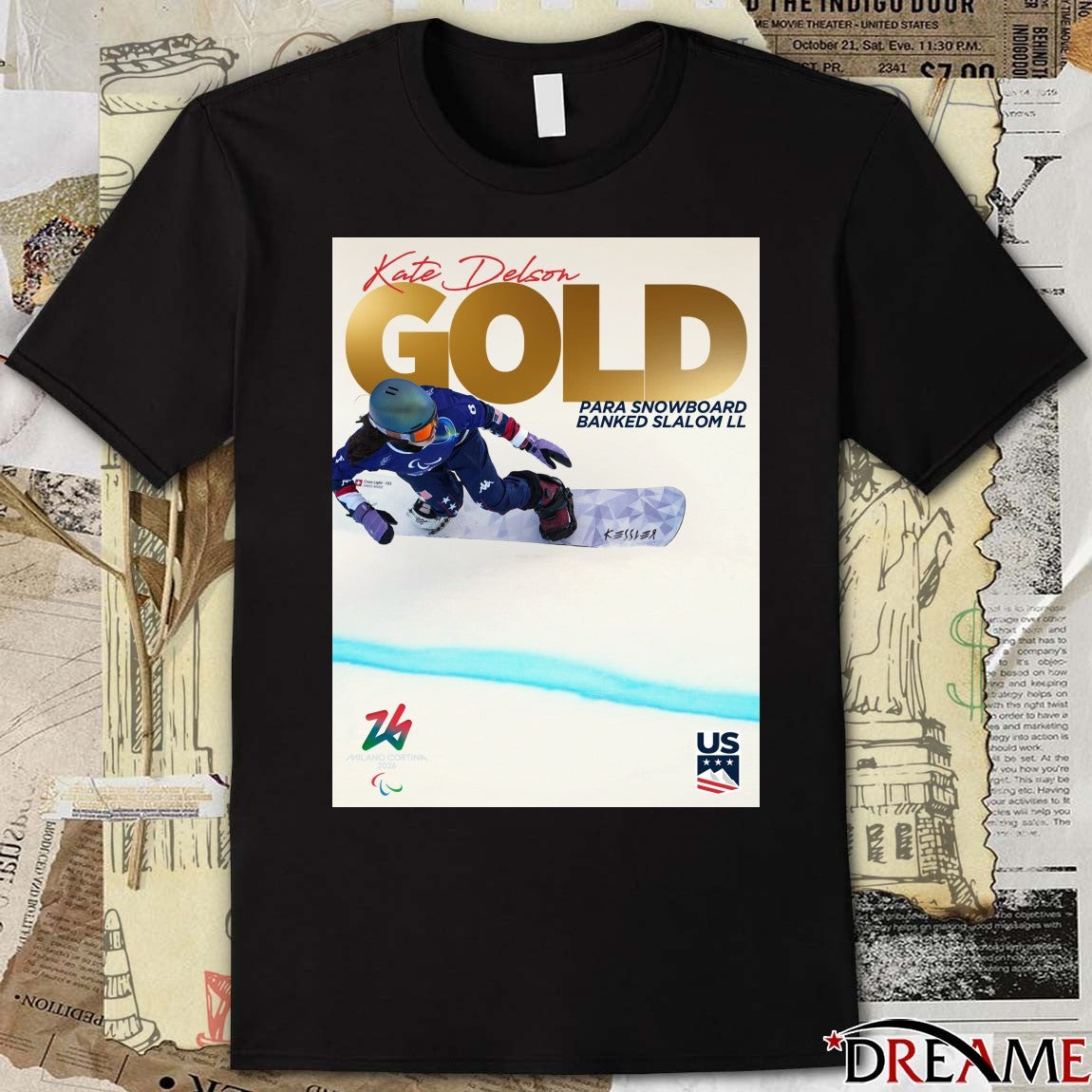 Kate Delson Gold Medal Para Snowboard Banked Slalom LL Poster t-shirt