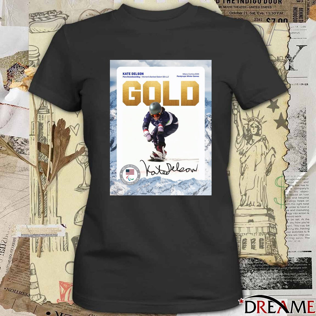 Kate Delson Para Snowboarding Women’s Banked Slalom SB-LL2 Milano Cortina 2026 Signature Poster t-shirt