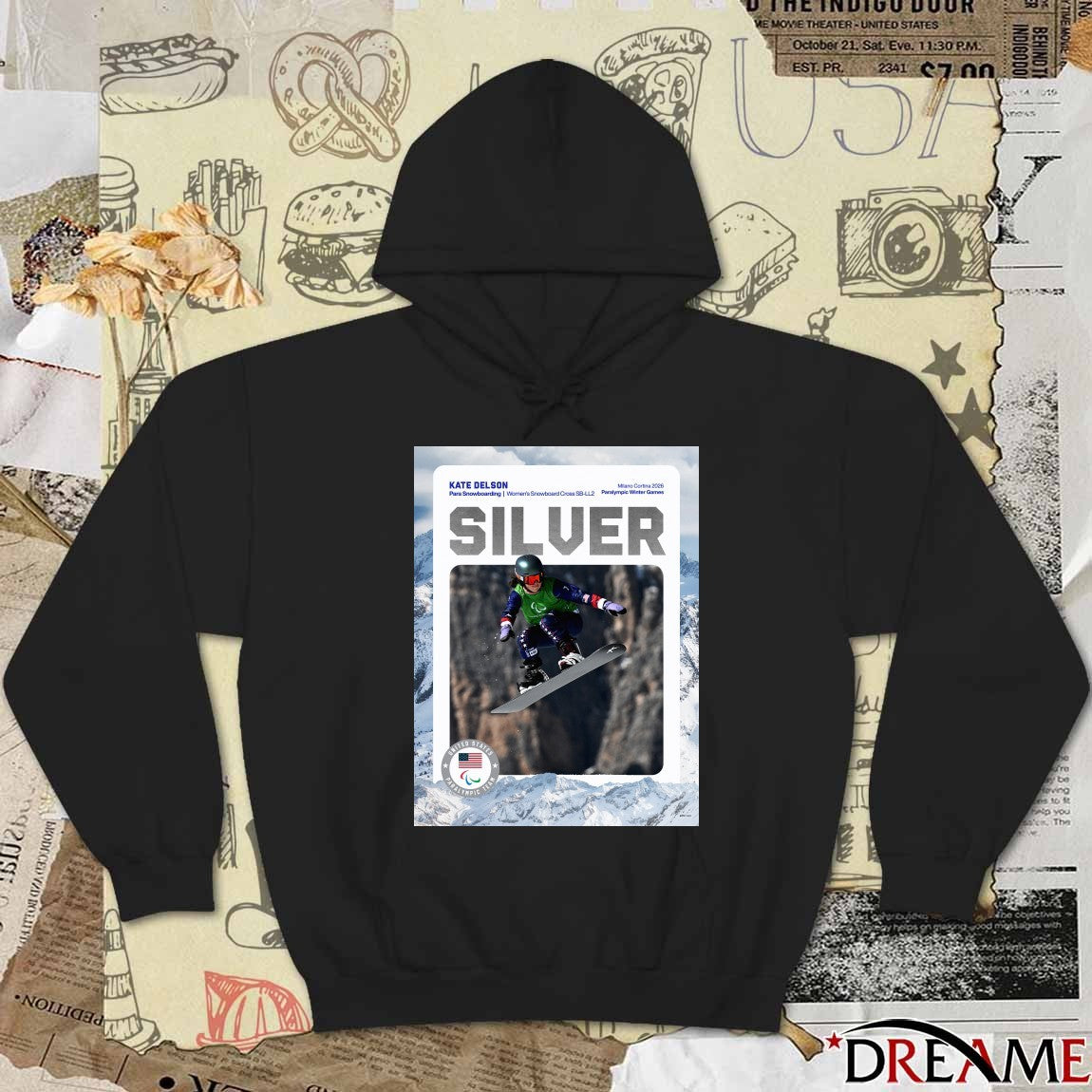 Kate Delson Para Snowboarding Women’s Snowboard Cross SB-LL2 Paralympic Winter Games Silver Medal Poster t-shirt