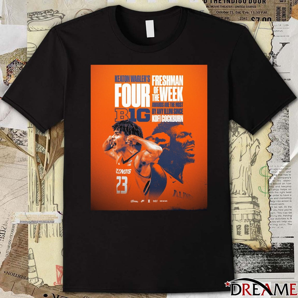 Keaton Wagler Four Big Ten Freshman of the Week awards Illinois Fighting Illini Poster t-shirt