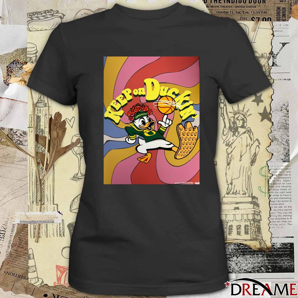 Keep on Duckin’ Oregon Duck Donald Duck Character Mascot Poster t-shirt