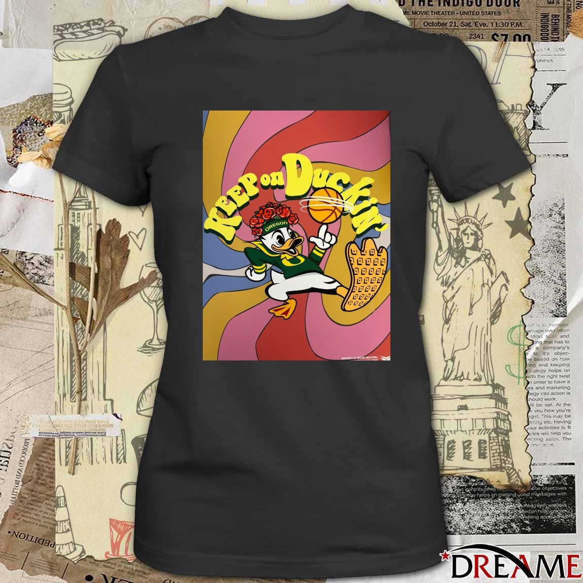 Keep on Duckin’ Oregon Duck Donald Duck Character Mascot Poster t-shirt