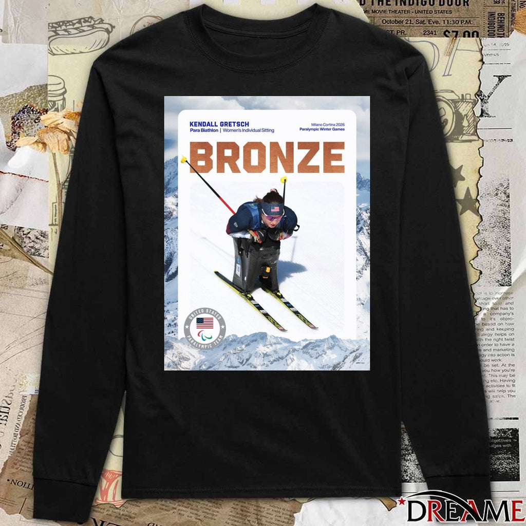 Kendall Gretsch Para Biathlon Women’s Individual Sitting Paralympic Winter Games Bronze Medal Poster t-shirt